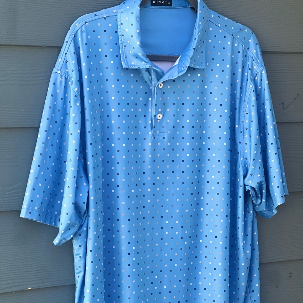 Men's Blue Polo Shirt Divots XL